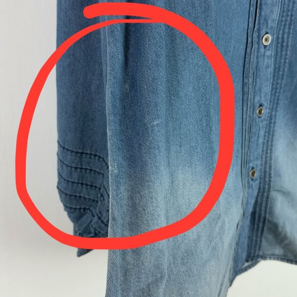 NWT American Eagle Denim Puff Sleeve Relaxed Buttondown Shirt Blue Size Small S - Picture 8 of 12